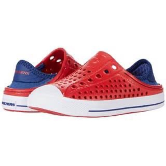 BRAND NEW boy youth skechers machine washable foamies red shoes size 2Y - Picture 3 of 8